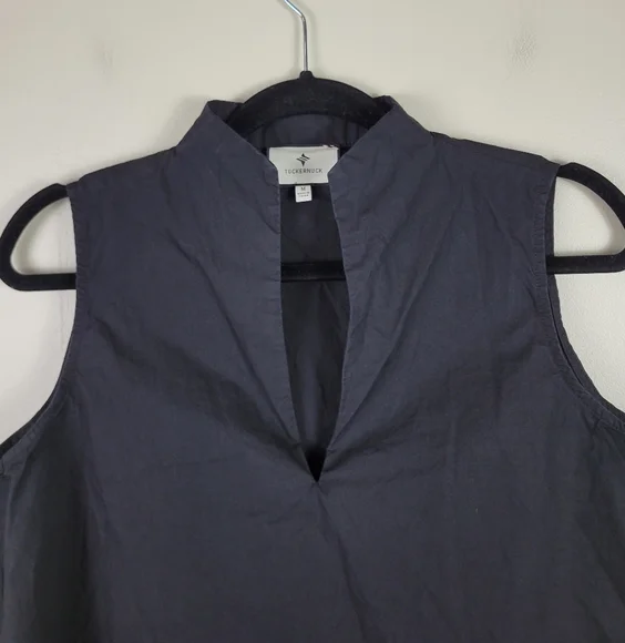 Tuckernuck Solid Black Cotton Sleeveless Celeste V Neck Top - Picture 7 of 12